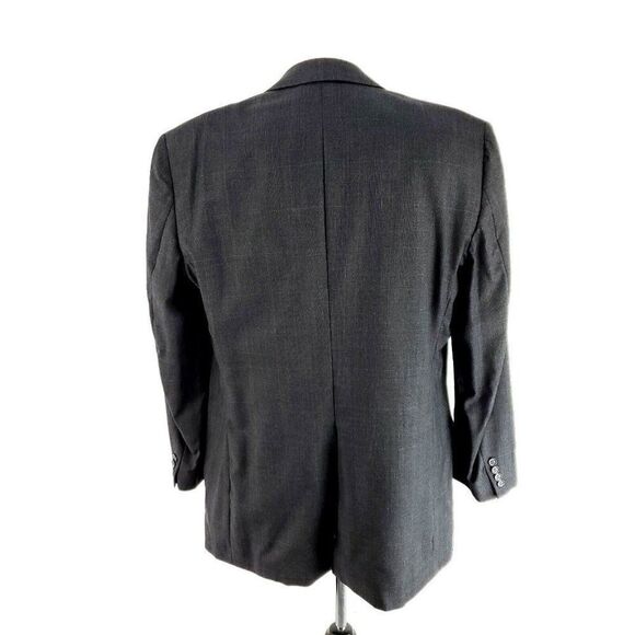 Jos A Bank Gordon Wool 2 Button Blazer 42L Gray Plaid W/ Blue Windowpane - Picture 5 of 11